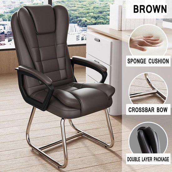 High Back Ergonomic Fabric Gaming Chair With Double Seat Cushion Brown Racing Style Office Computer Chair for Office Meeting Room — afbeelding 2