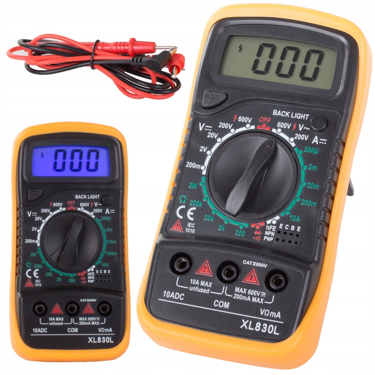 Multimeter 830XL | Inclusief beschermhoes | Incl. meetsnoeren en 9 V batterij | Multifunctioneel