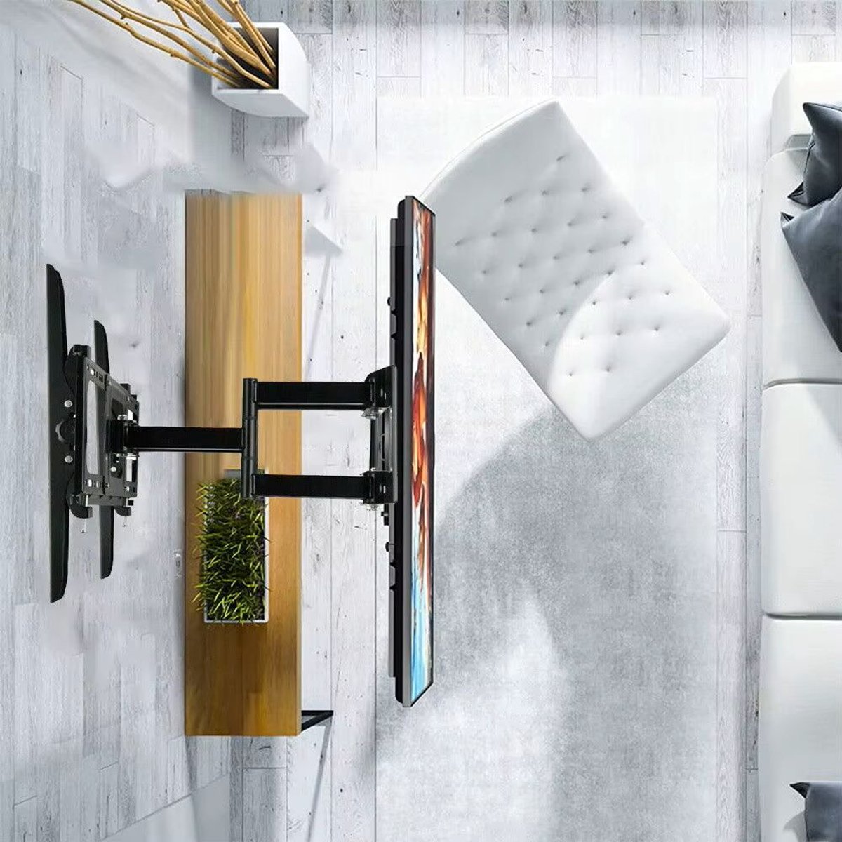Venzor - TV‑Muurbeugel 32–70 inch TV - Zwart – Draaibaar & Kantelbaar – Universele VESA Wandsteun – Extra Sterk – Zwevende TV‑Standaard
