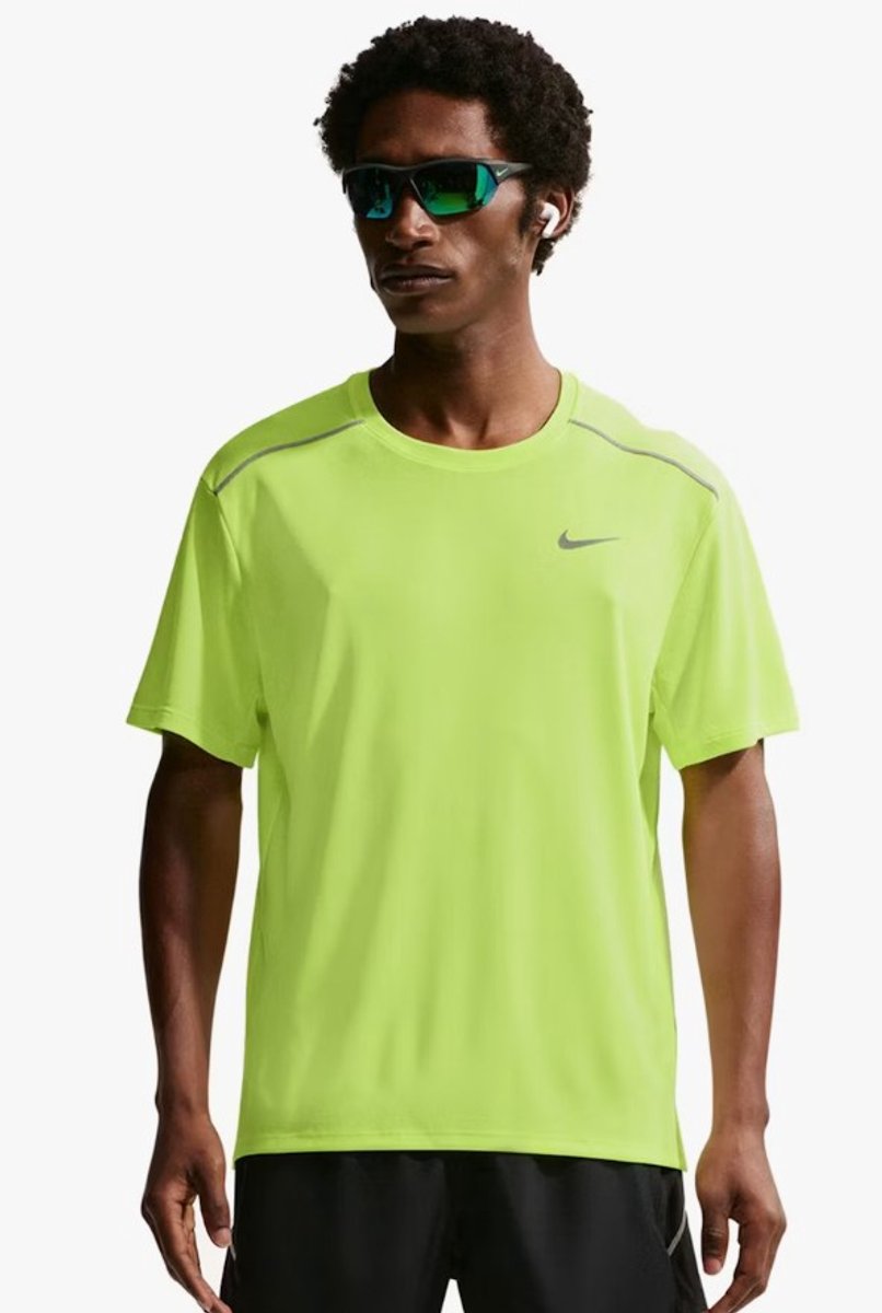 Nike Miler Dri-Fit UV Hardloop T-Shirt Heren Geel