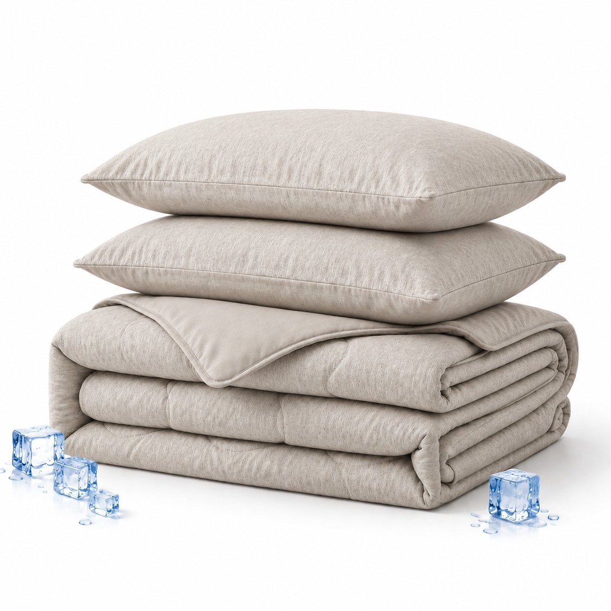 Verkoelend Dekbed zonder overtrek 200x220 cm – Taupe - Verkoelend & Ademend – Lichtgewicht Zomerdekbed – Wasbaar Dekbed – Met Kussenslopen - Tweepersoons