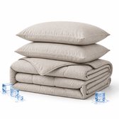Verkoelend Dekbed zonder overtrek 200x220 cm – Taupe - Verkoelend & Ademend – Lichtgewicht Zomerdekbed – Wasbaar Dekbed – Met Kussenslopen - Tweepersoons