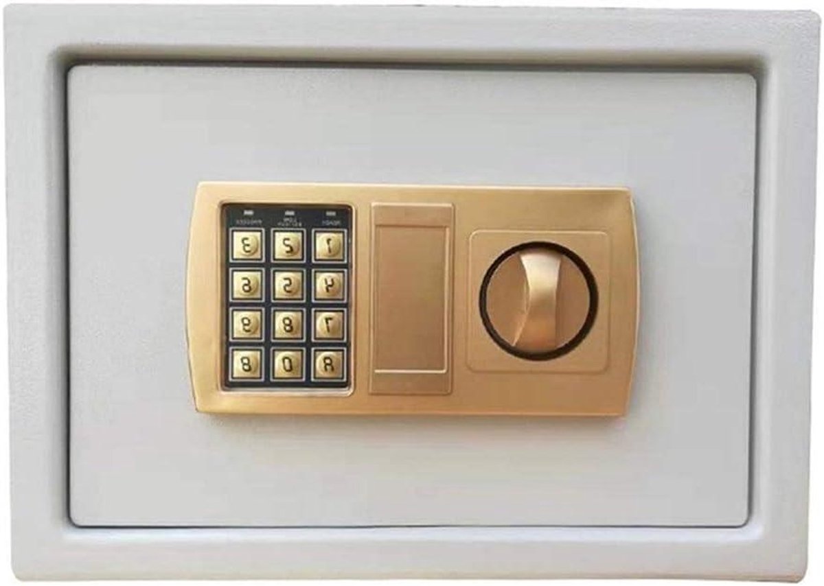 Kleine Kluis - Veiligheidsbox - Waardevolle Spullen - Elektronisch Codeslot - 28x25x35cm - Wit