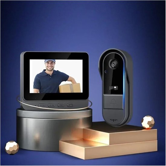 Ring Deurbel 4,3 Inch 2,4G Draadloze Videodeurbelcamera WIFI Nachtzicht Smart Home Security Deurbel Tweerichtingsintercom For Thuis Installeren In Een Handomdraai(FREE 256G SD Card) — afbeelding 2