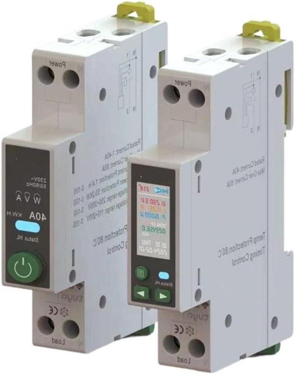 Automatische Schakelaar - Stroomonderbreker - Stroombeheer - Met Meetfunctie - 63 A - Wit