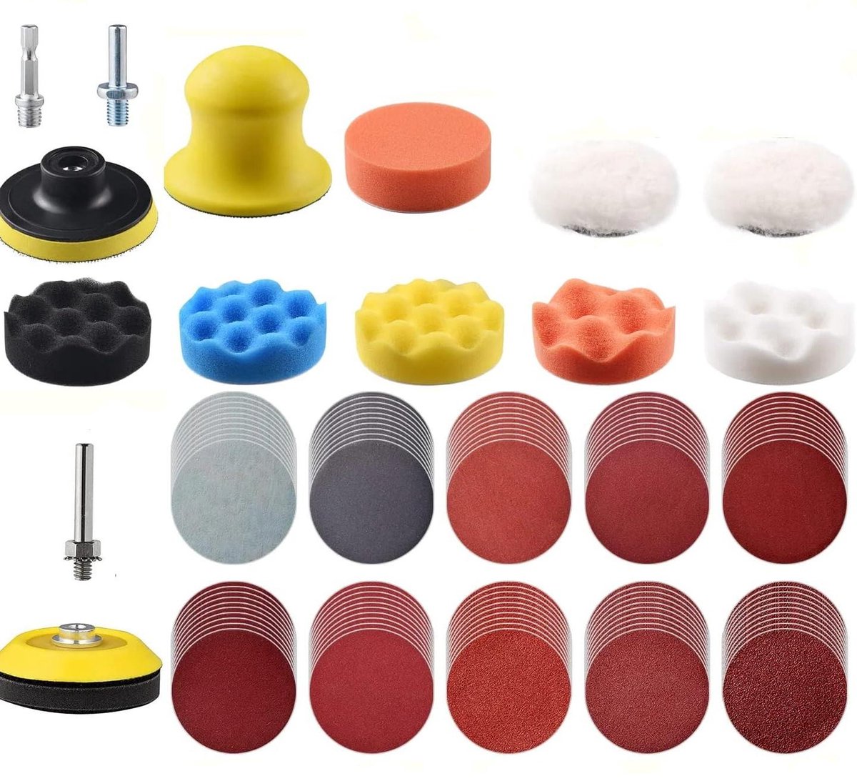 Schuurpapier Set - Polijstschijven Assortiment - Auto Polijsten - 115 Delig - 3 Inch - Geassorteerd