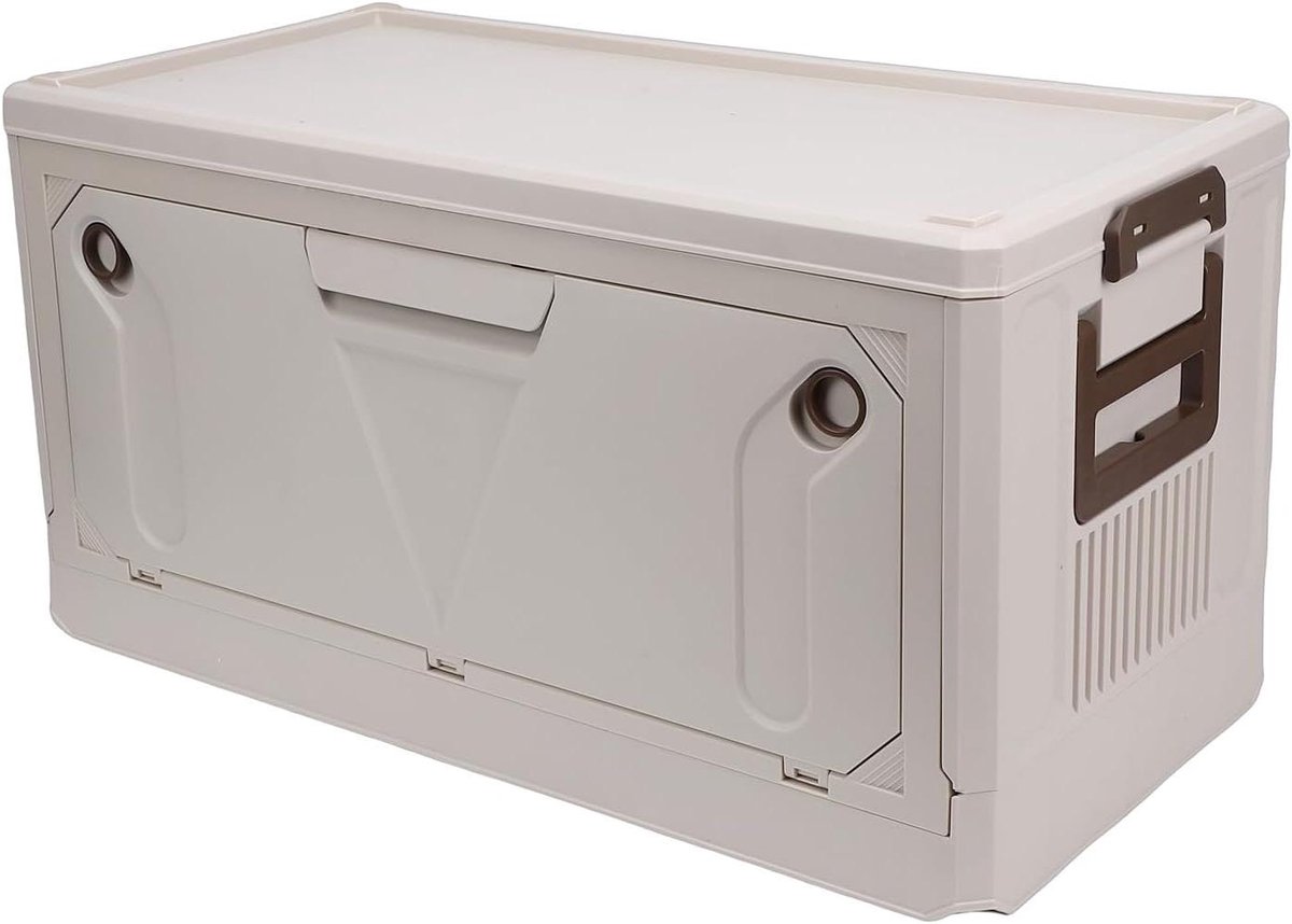 Opvouwbare Kampeeropbergdoos - Auto Organizer Kofferbak - Buiten Opbergen - Heavy Duty PP Constructie - 50kg Capaciteit - Beige Koffiekleur