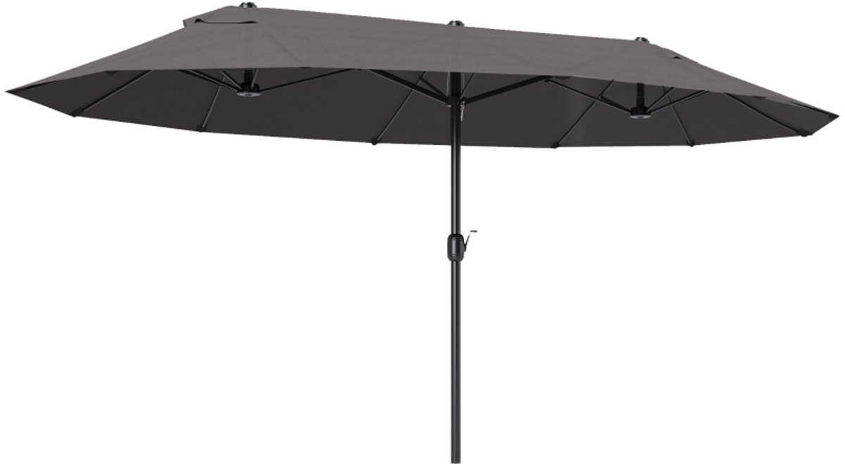 Premium Dubbele Parasol - Tuinparasol met Handslinger - Stokparasol - 455 x 265 cm - Strandparasol - Zonnescherm - Balkonparasol -Windbestendig - UV-Bestendig - Strand, Balkon, Terras & Tuin - Grijs