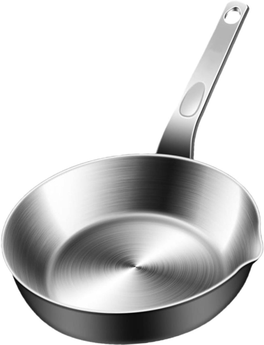 Mini Koekenpan - Kleine Pan - Ontbijt Maken - Met Gietrand - 25.8 cm - Zilver