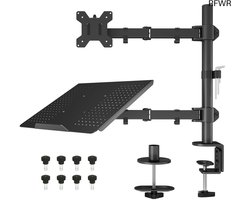 Monitor Arm Laptop Stand - Bureauhouder Verstelbaar - Ergonomisch Werken - Volledig Instelbaar - 13-27 Inch - Zwart