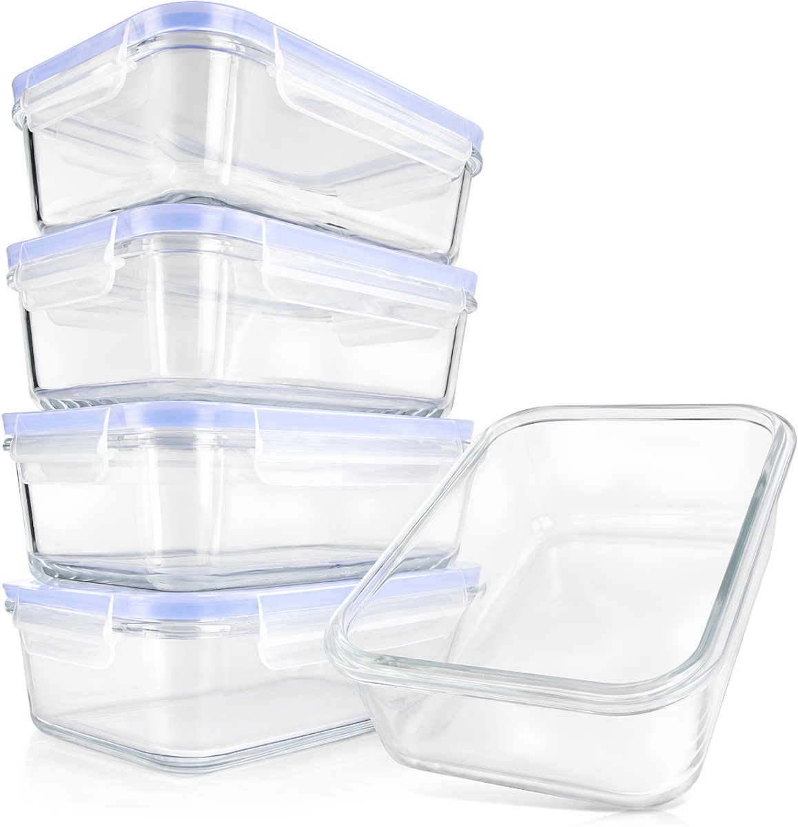AHD® Diepvriesbakjes - Vershoudbakjes - Magnetron Bakjes Met Deksel - Blauw - 7cm x 15cm x 19cm
