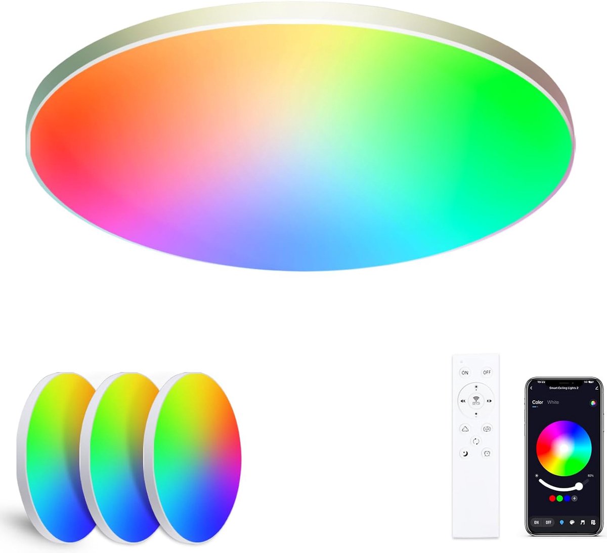 Oraymin 3x RGB LED Plafondlamp - Afstandsbediening - 24W 2400LM - Ø30cm