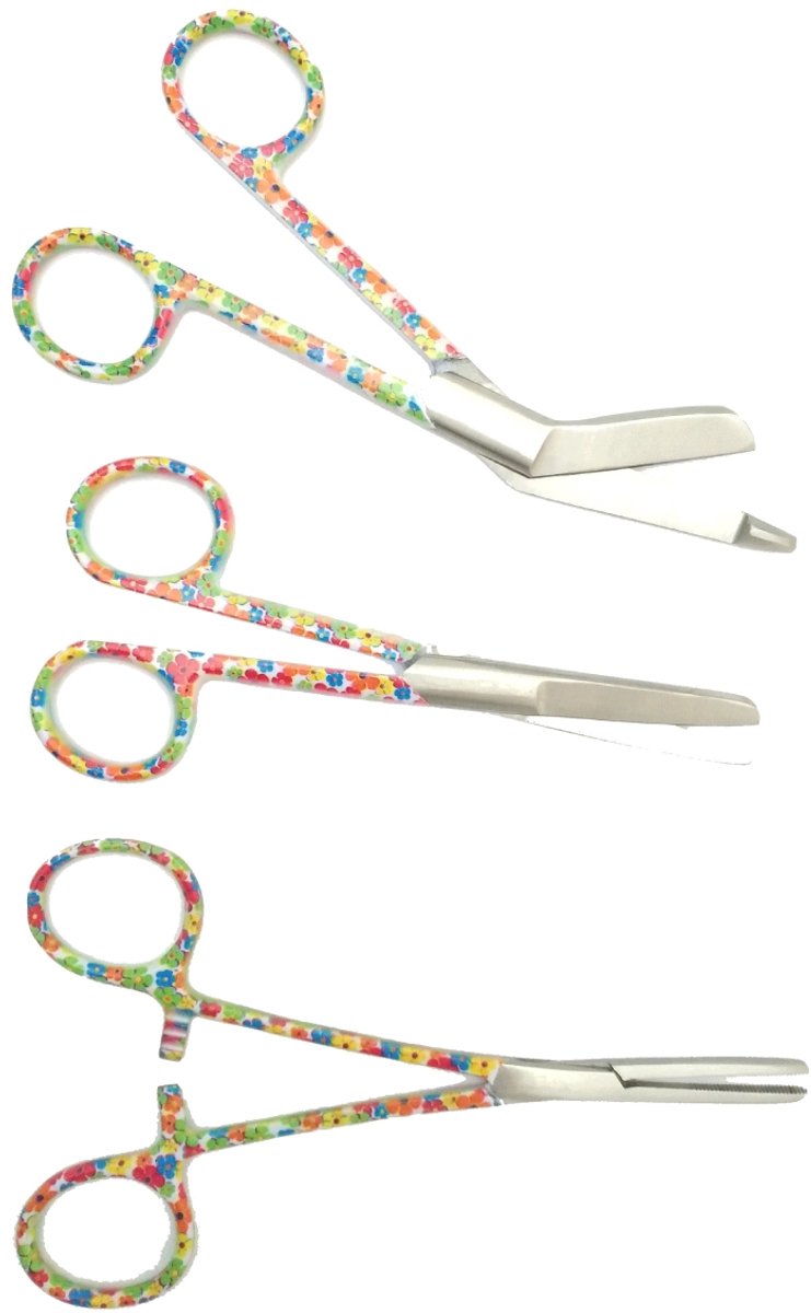 Verpleegkundige Scharenset - Little Flowers - MDR Gecertificeerd - Zorg - Verbandschaar - Cadeau - Verpleegkunde - Accessoires - Nurse Cadeau - Verpleegkundige Schaar - Verpleegkundige Artikelen