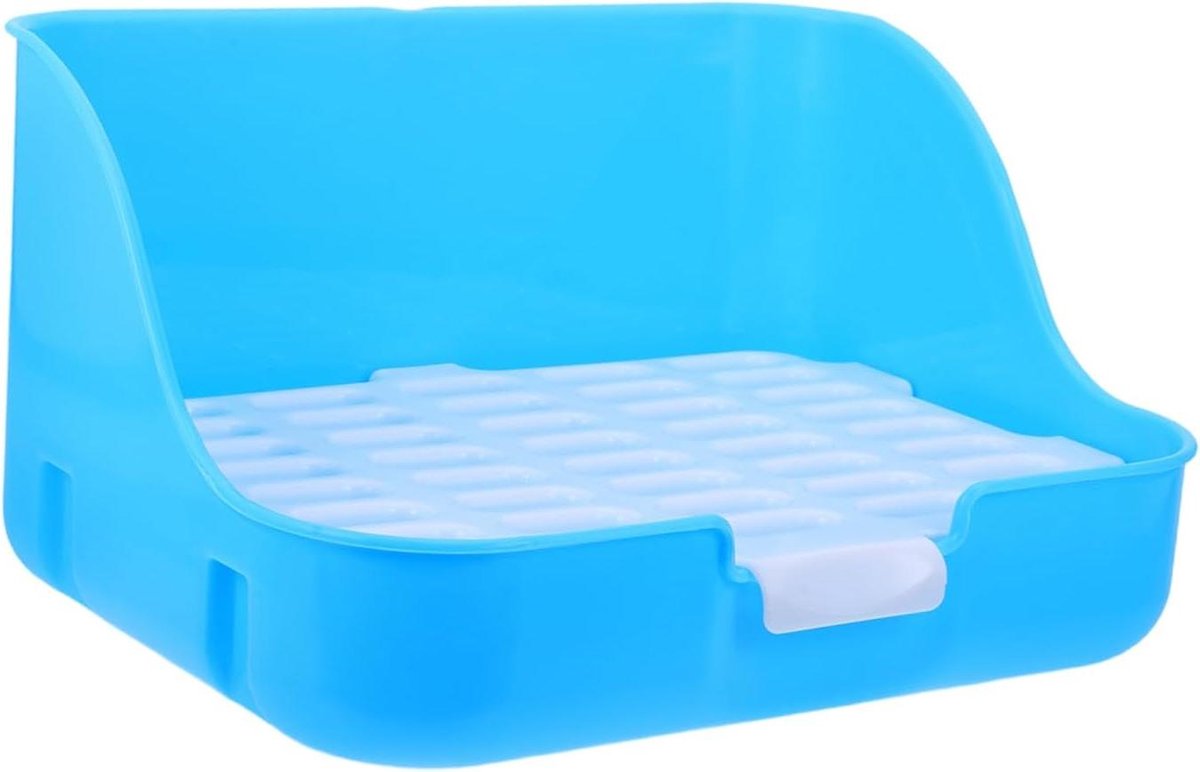 Dieren Toilet - Plasbak Kooi - Kleine Huisdieren Zindelijk - Lage Instap - 28.7 x 20.5 cm - Hemelsblauw