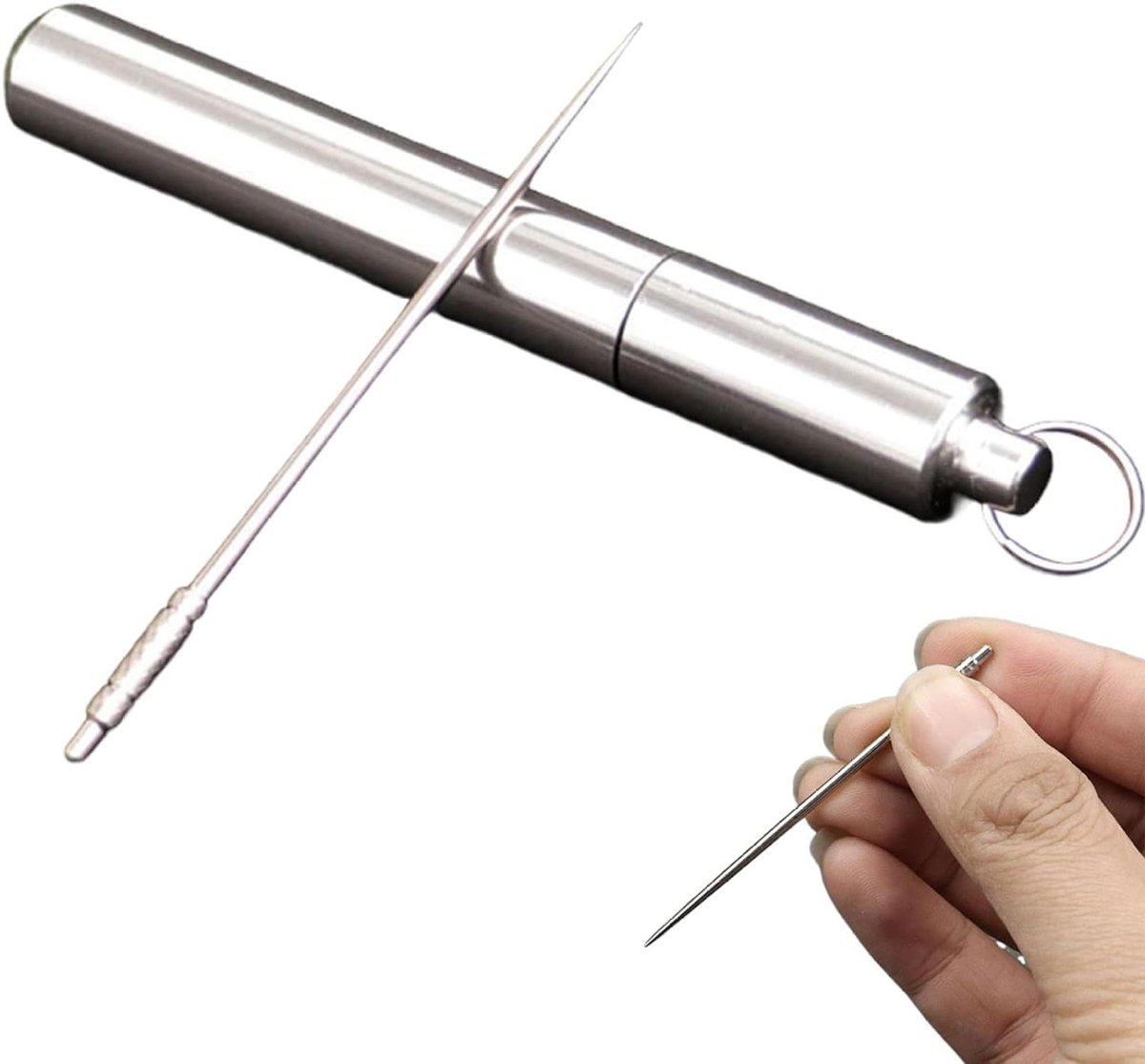 Metalen Tandenstokers - Herbruikbare Stokers - Mondhygiëne - Titanium Legering - 66 cm - Zilverkleurig