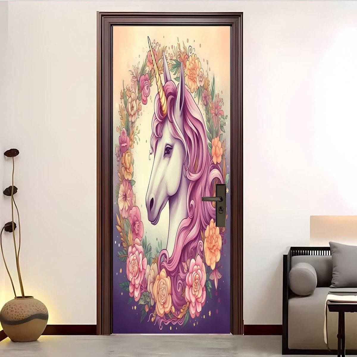 Deursticker - Muurposter Deur - Kamer Decoratie - 3D Effect - 95x215 cm - Kleurrijk