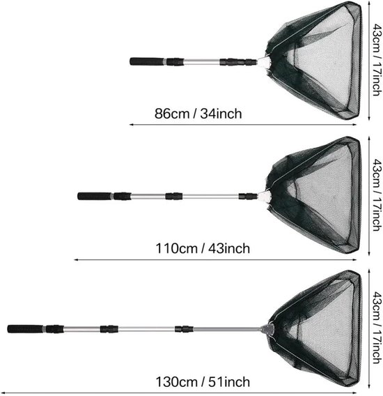 Schepnet Visnet - Telescopisch Net - Vis Vangen - Inklapbaar Frame - 130 Cm - One Color — afbeelding 4