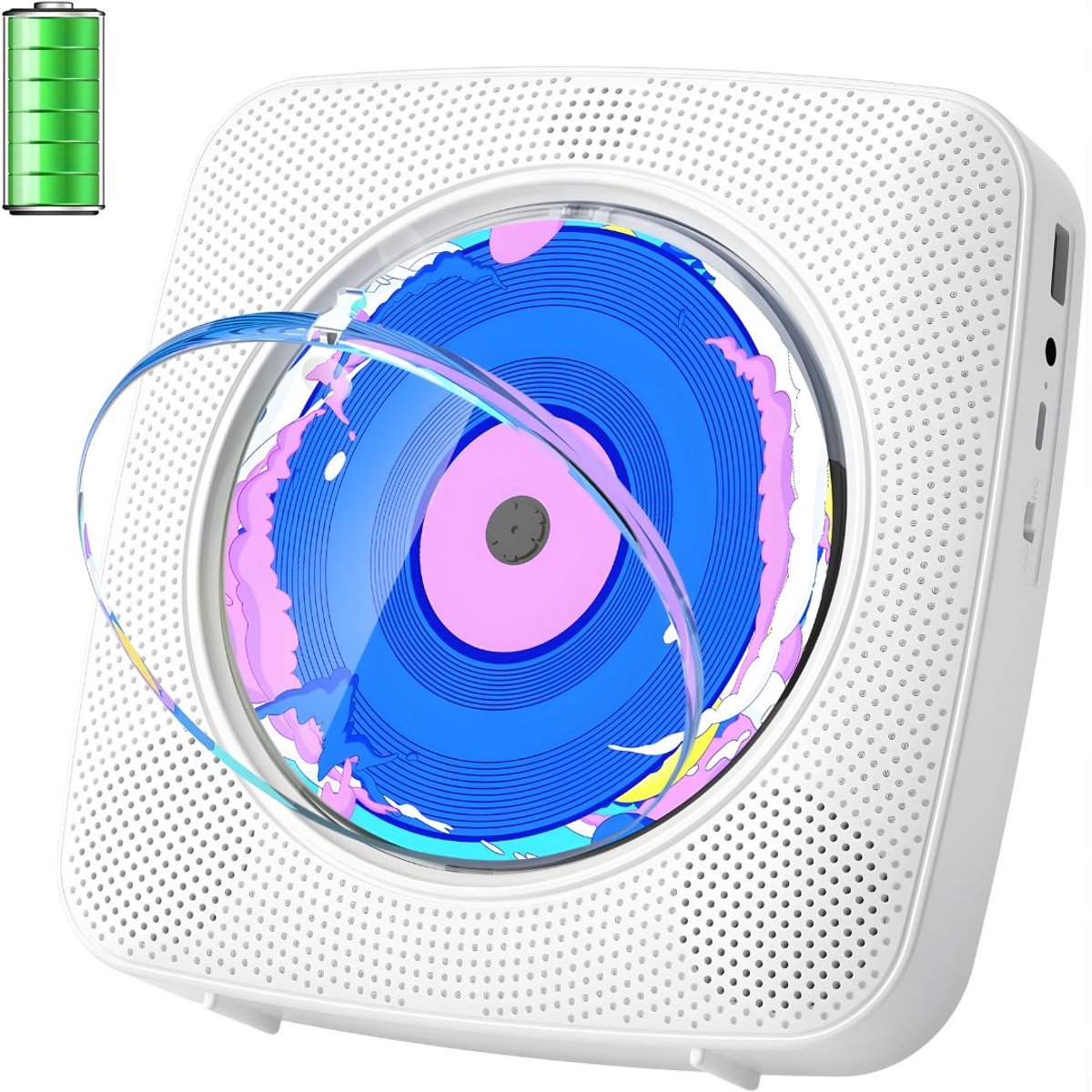 KAD® CD Speler - Draagbare CD Speler - Portable CD Speler - Wit - 15cm x 8cm x 10cm