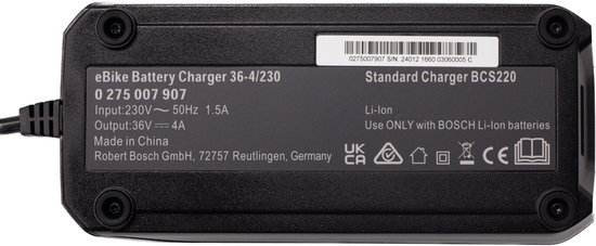 Bosch Active Performance - Elektrische fietsoplader - E-Bike - 4A - 36V - Zwart van Bosch — afbeelding 2
