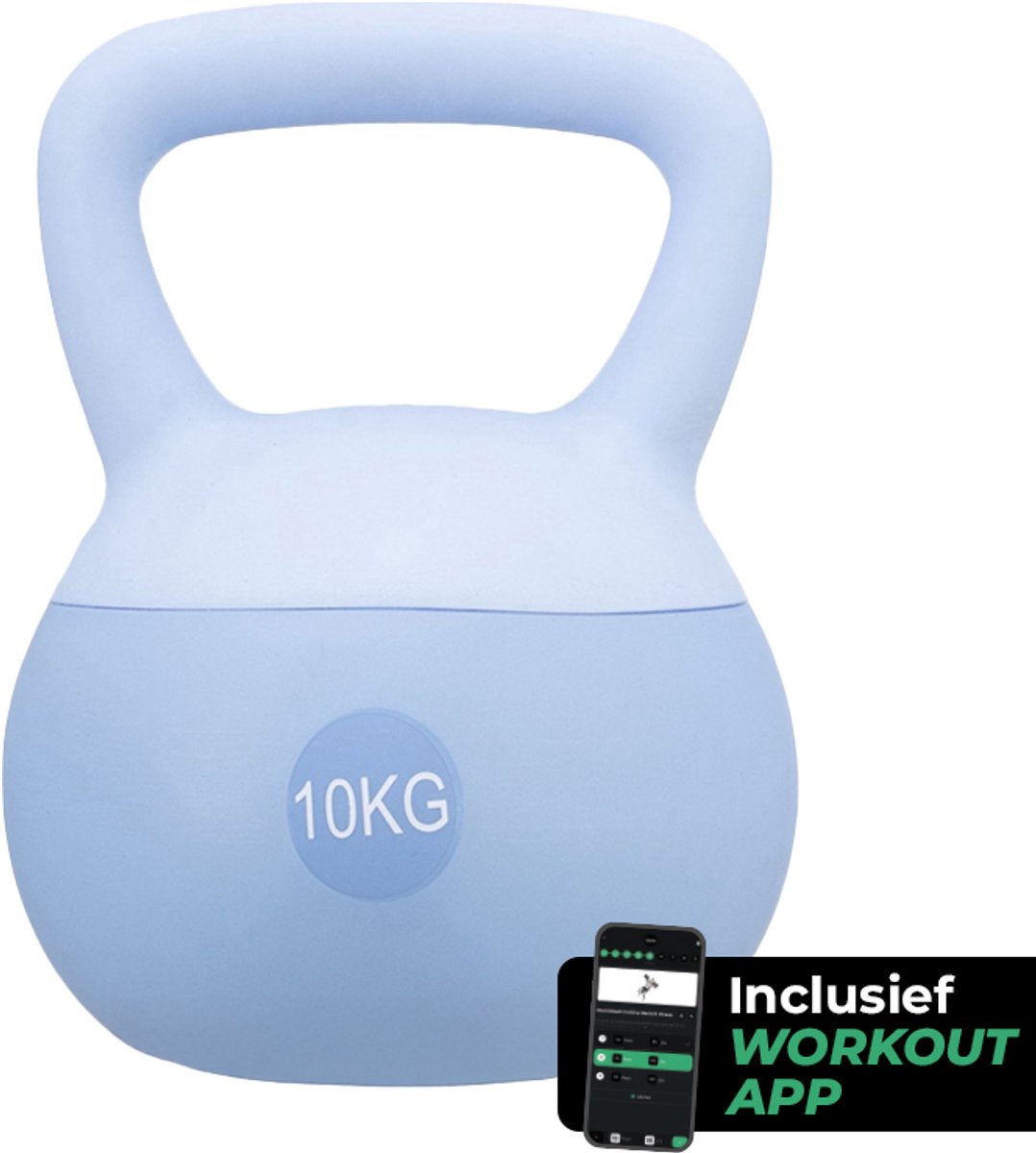 Attrezzo Kettlebell Blauw – Inclusief Gratis Trainingsapp – Voor Krachttraining, Fitness en Thuisworkouts