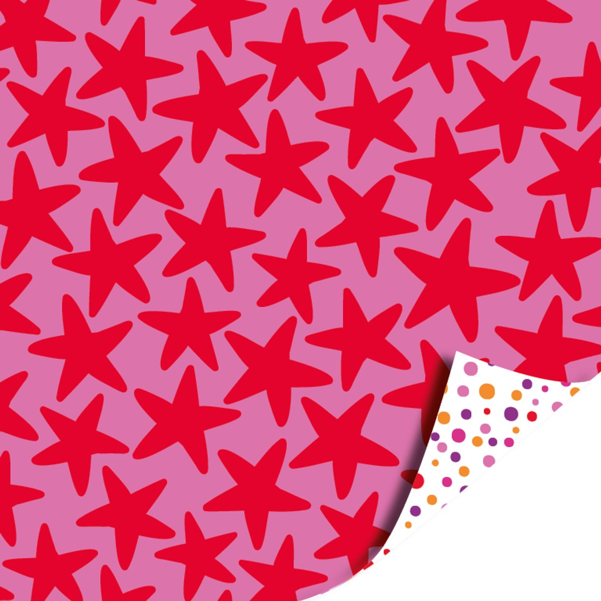 Cadeaupapier 70x200 cm - Colorful Christmas - Stars pink/red