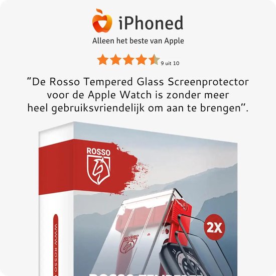 Rosso Smartwatch Protector Geschikt voor Apple Watch 11 / 10 46MM - 7H Tempered Glass Screen Protector - met Installatietray en Dust Removal - Horloge Beschermlaag - Case Friendly (2-Pack)