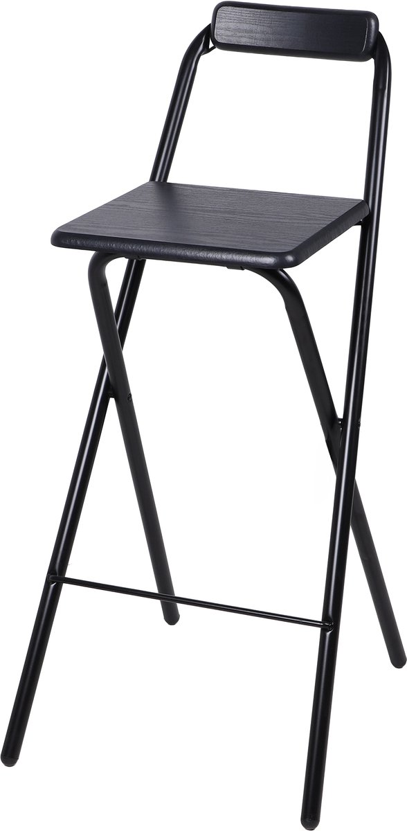 “PRATIK” SET OF 4 FOLDING BAR STOOLS WITH BACKREST, BLACK, 48×43×H98 CM