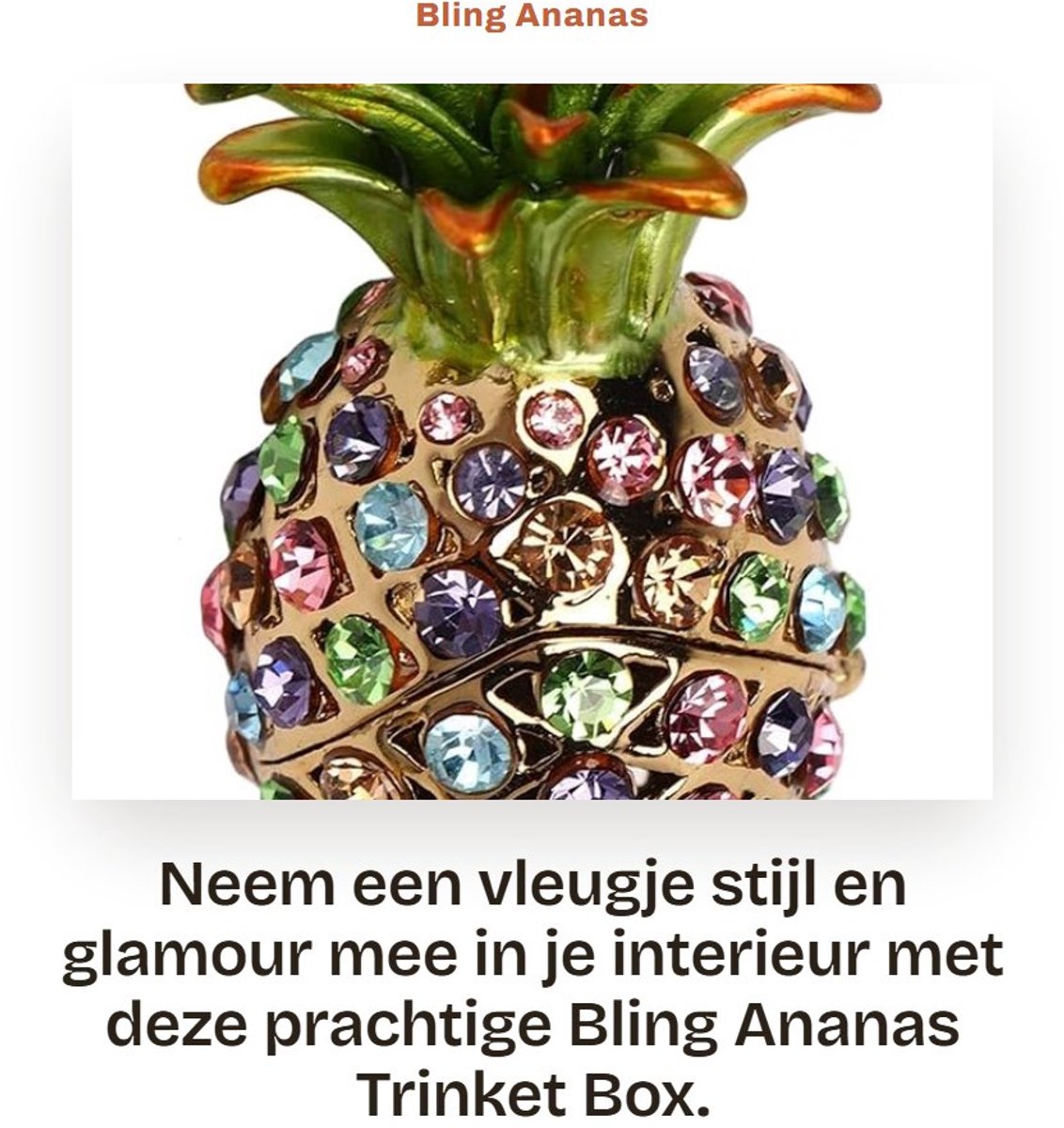 Dailygoods- Sieradenbox Ananas-stijl - Sieradenopslag - Metalen Juwelendoos - Elegant Design - Ingelegd met Strassteentjes - Stijlvol en Opvallend - Snuisterijdoos