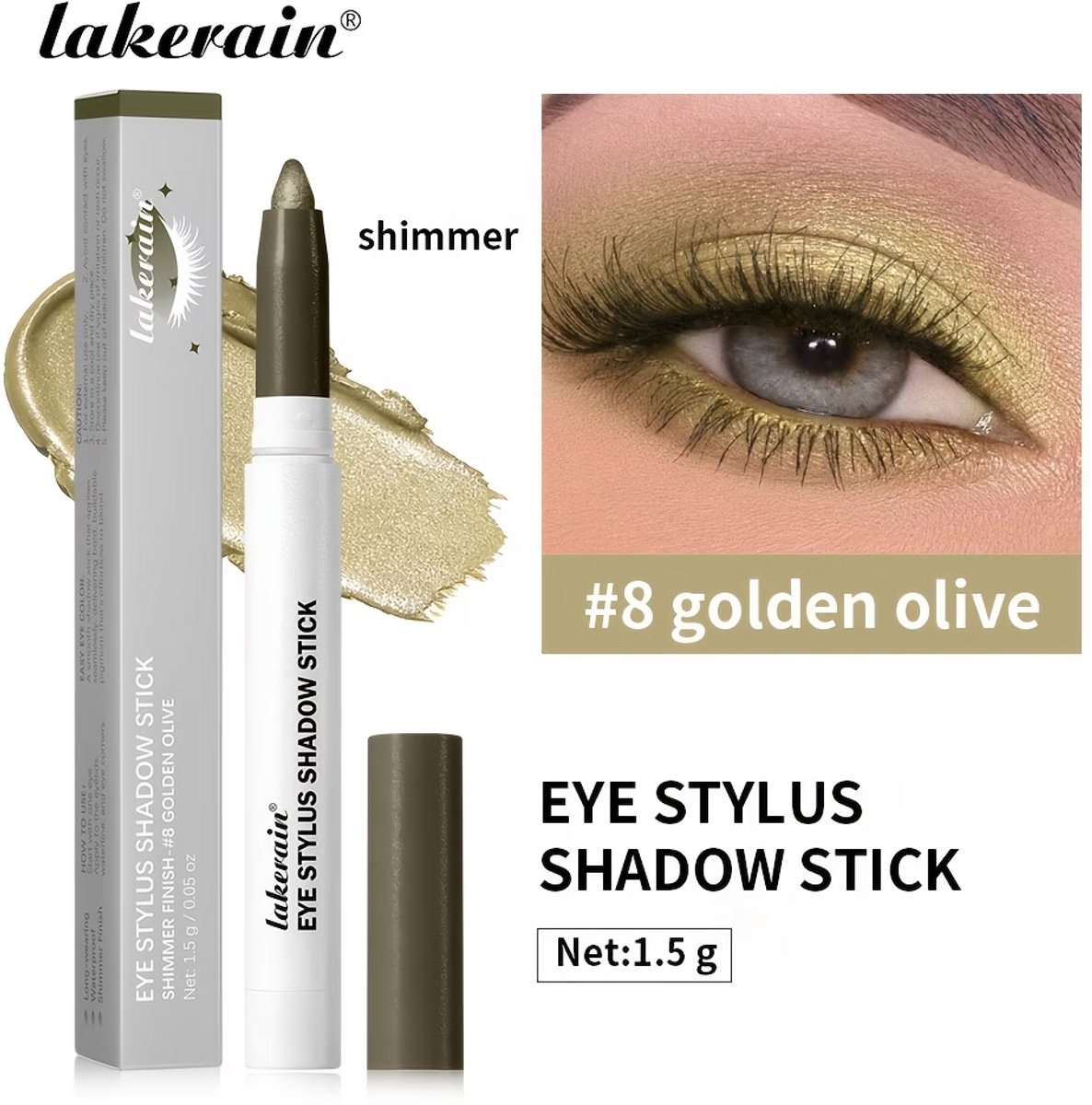 Oogschaduw Stick Golden Olive – Waterproof Crème Oogschaduw – Langhoudende Eyeshadow Stick – Shimmer Finish