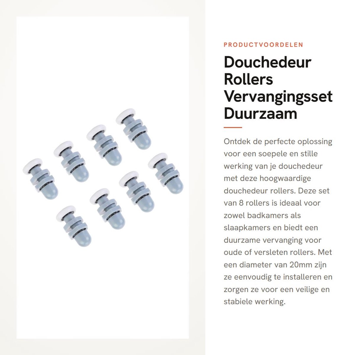 Dailygoods- Douchedeur Rollers 8 Stuks - Duurzaam Kunststof - Glijdende Behuizing - Vervanging voor Badkamer - Ideaal voor Glazen Deur - Eenvoudig te Installeren - Deurroller