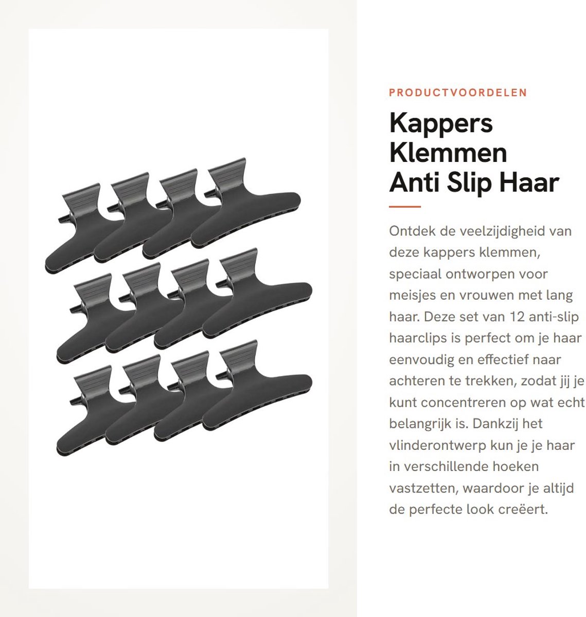 Dailygoods- Kappers Klemmen 12 stuks - Antislip Haarclip - Vlinderontwerp - Duurzaam PP - Kapper Tool - Sterke Grip - Haarclips
