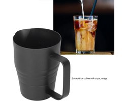Srliya Roestvrijstalen Melkopschuimkan van Voedingskwaliteit, Duurzaam voor Koffiestoommok voor Thuis, café, Hotel, Zwart