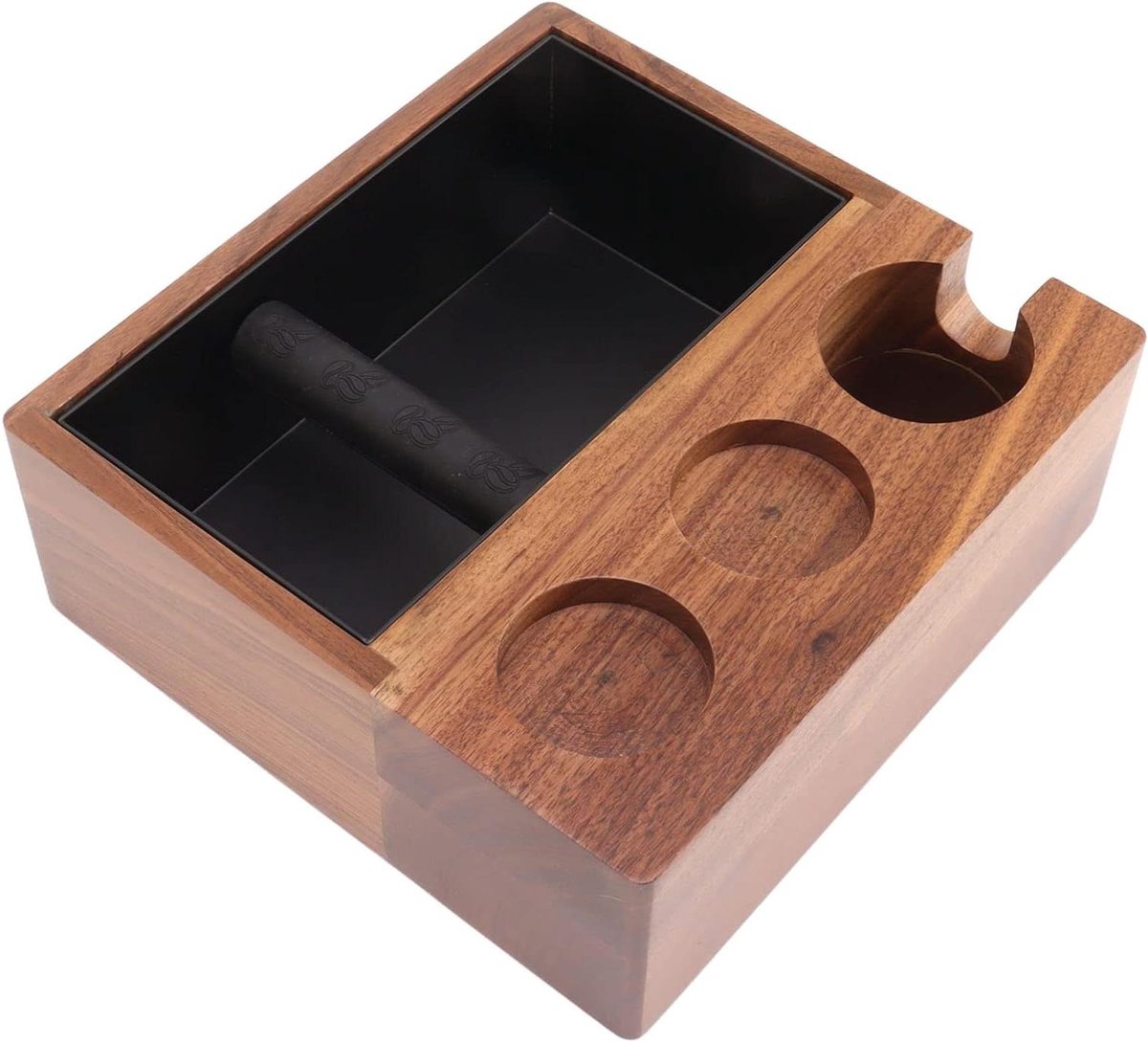 Klopbox Tamping Station Koffie Accessoire Espresso Bereiding 4-in-1 Organizer 58 Mm Walnoot