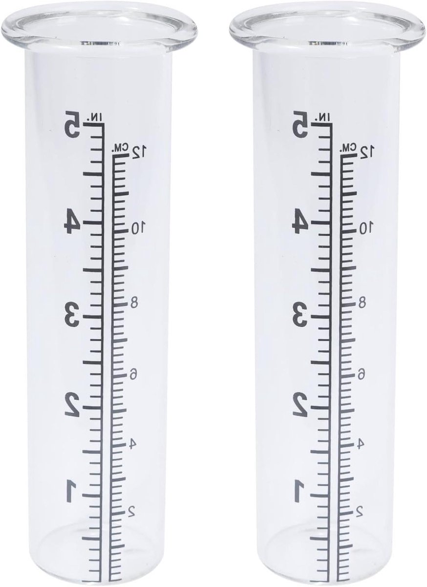 Regenmeter Glas - Watermeter Tuin - Tuinonderhoud Meten - Weerbestendige Constructie - 2 Stuks - Helder