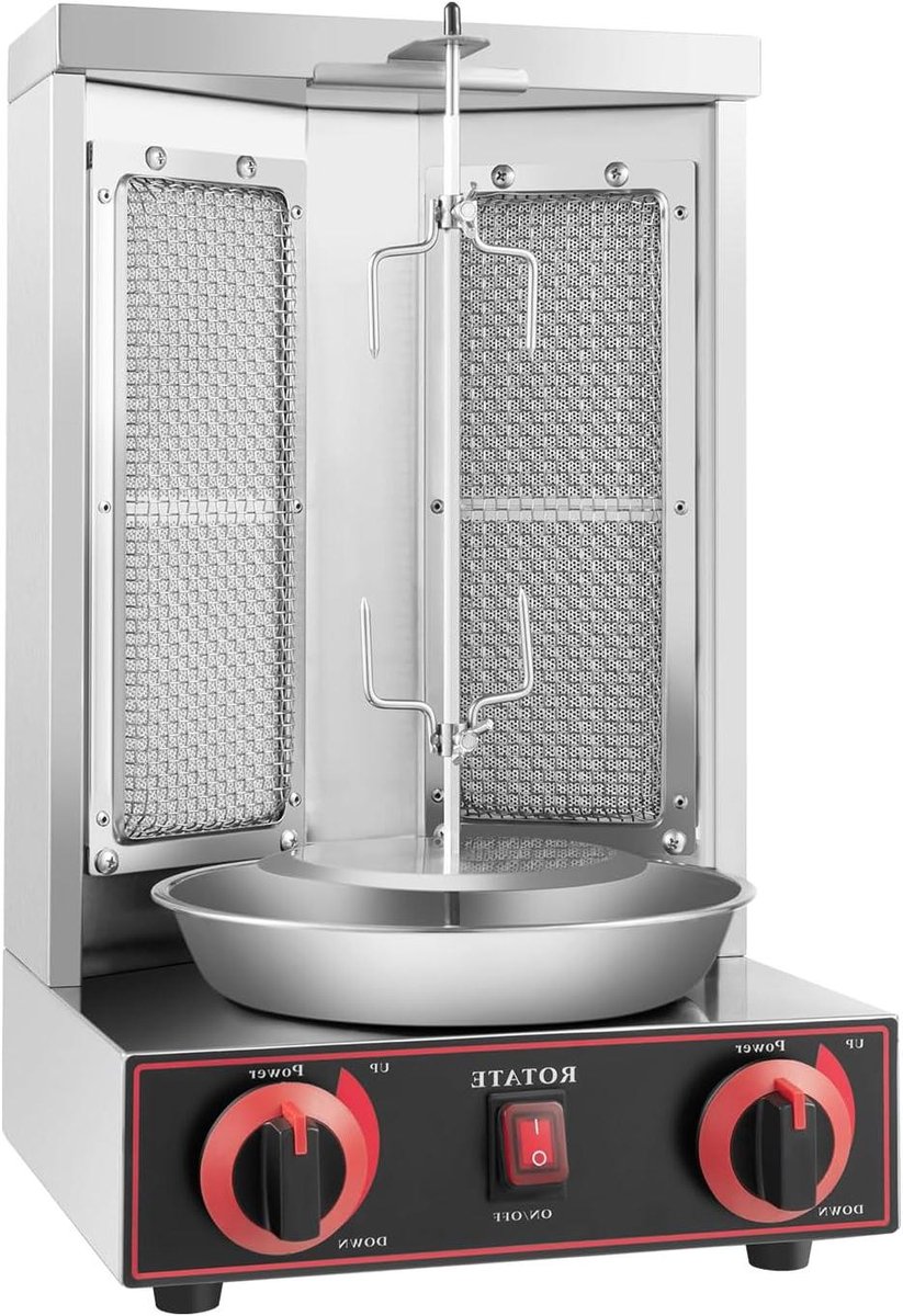 Verticale Grill - Gyros Machine - Vlees Grillen - 360 Graden Rotatie - 3000W Vermogen - Zilver