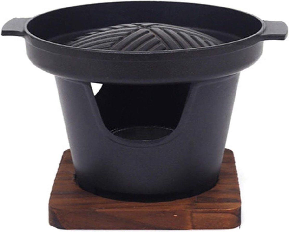 Japanse BBQ Grill Tafelgrill Houtskool Gezellig Eten Hittebestendig Metaal Voor 1-2 personen Zwart