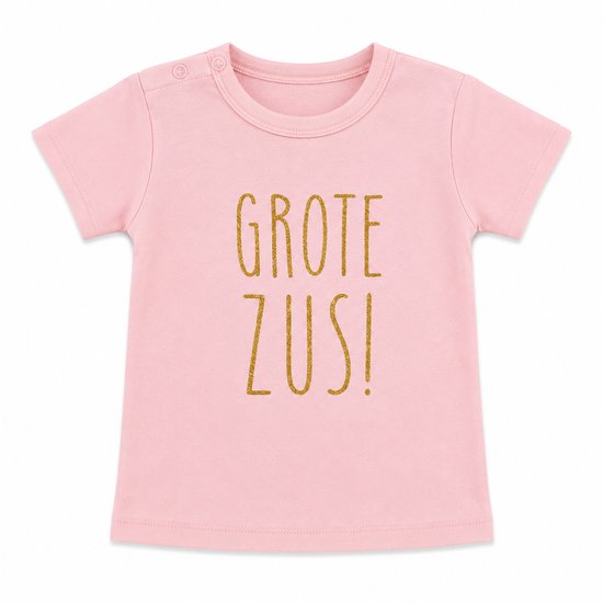 Shirt grote zus | korte mouw | roze | maat 98 |big sis sister zwangerschap aankondiging bekendmaking Baby big sis sister ik word