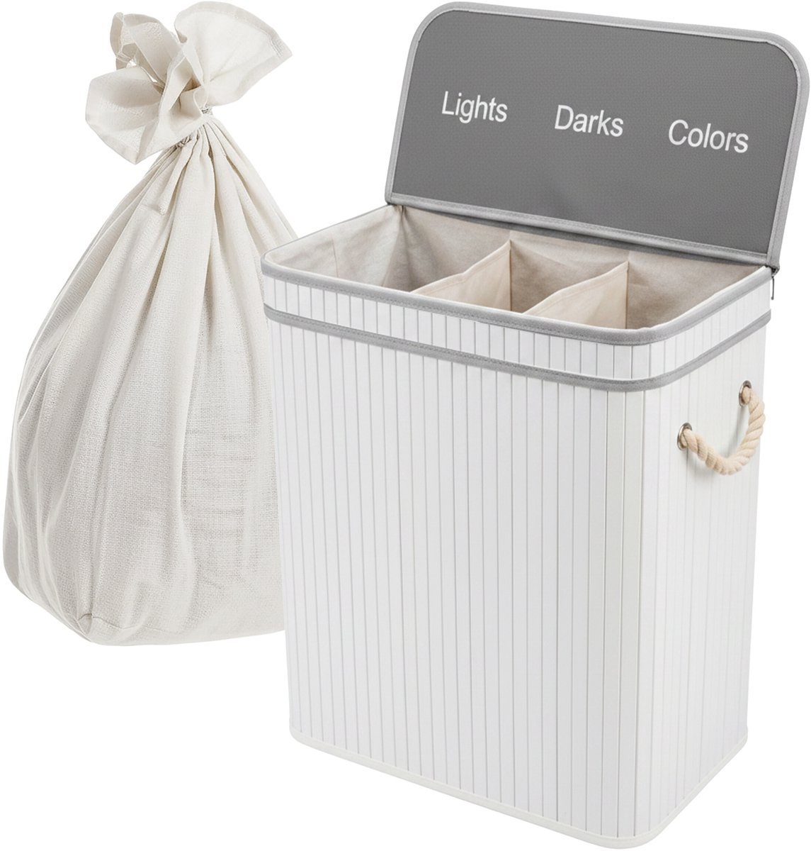 Wasmand - 52x63x32 cm - wit - met handvatten