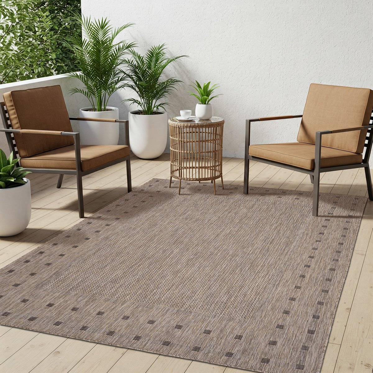 Tapiso Melissa Buitenkleed Buitentapijt Bruin Vloerkleed Binnen Buiten Kleed Tapijt Maat- 200x290