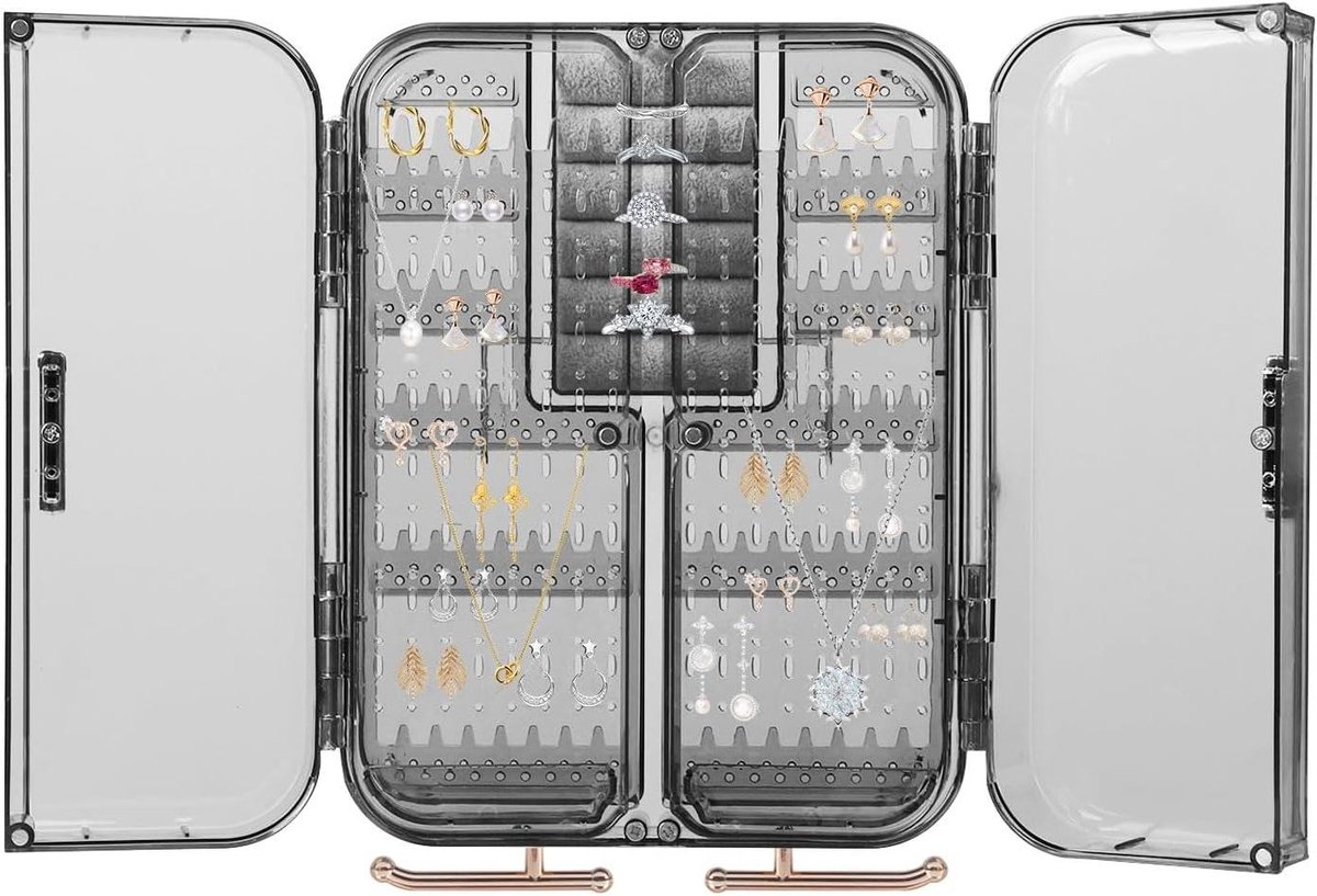 Juwelendoos Wandmontage - Sieraden Organizer - Sieraden Opbergen - Dubbele Magnetische Deuren - 27 x 20 x 7 cm