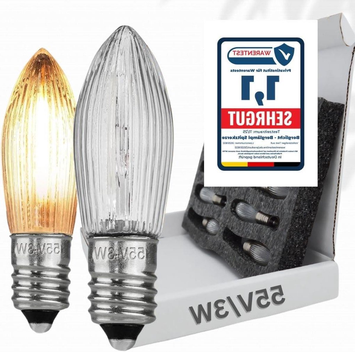 Kaarslampjes - Puntschoor - Decoratieve verlichting - Klassieke gloeidraad - 10 stuks - Warm geel