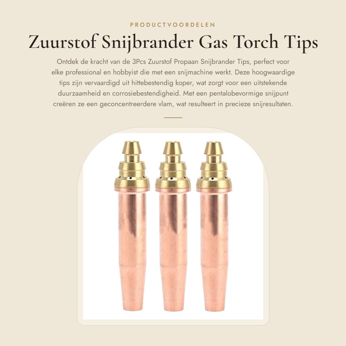 Dailygoods- Snijbrander Tips - 3 Stuks - Hittebestendig Koper - Mengsel Zuurstof/Propaan - Pentalobevormige Snijpunt - 0,9mm/1,2mm/1,5mm - Snijmondstuk