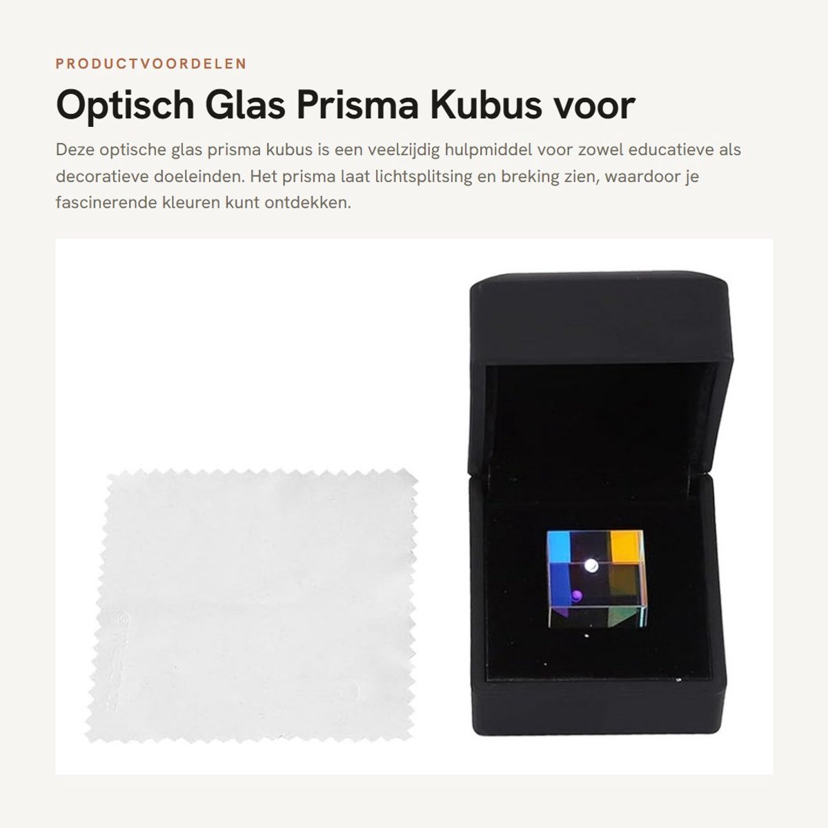 Dailygoods- Optisch Glas Prisma - Zeszijdig - 23 x 23 x 23 mm - Onderwijs/onderzoekstool - Schokbestendig - Krasvast - Helder licht en kleuren