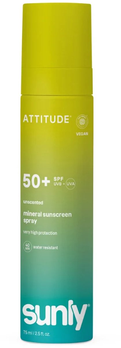 ATTITUDE SUNLY Zonnebrandspray SPF50 ongeparfumeerd ECO - duurzaam