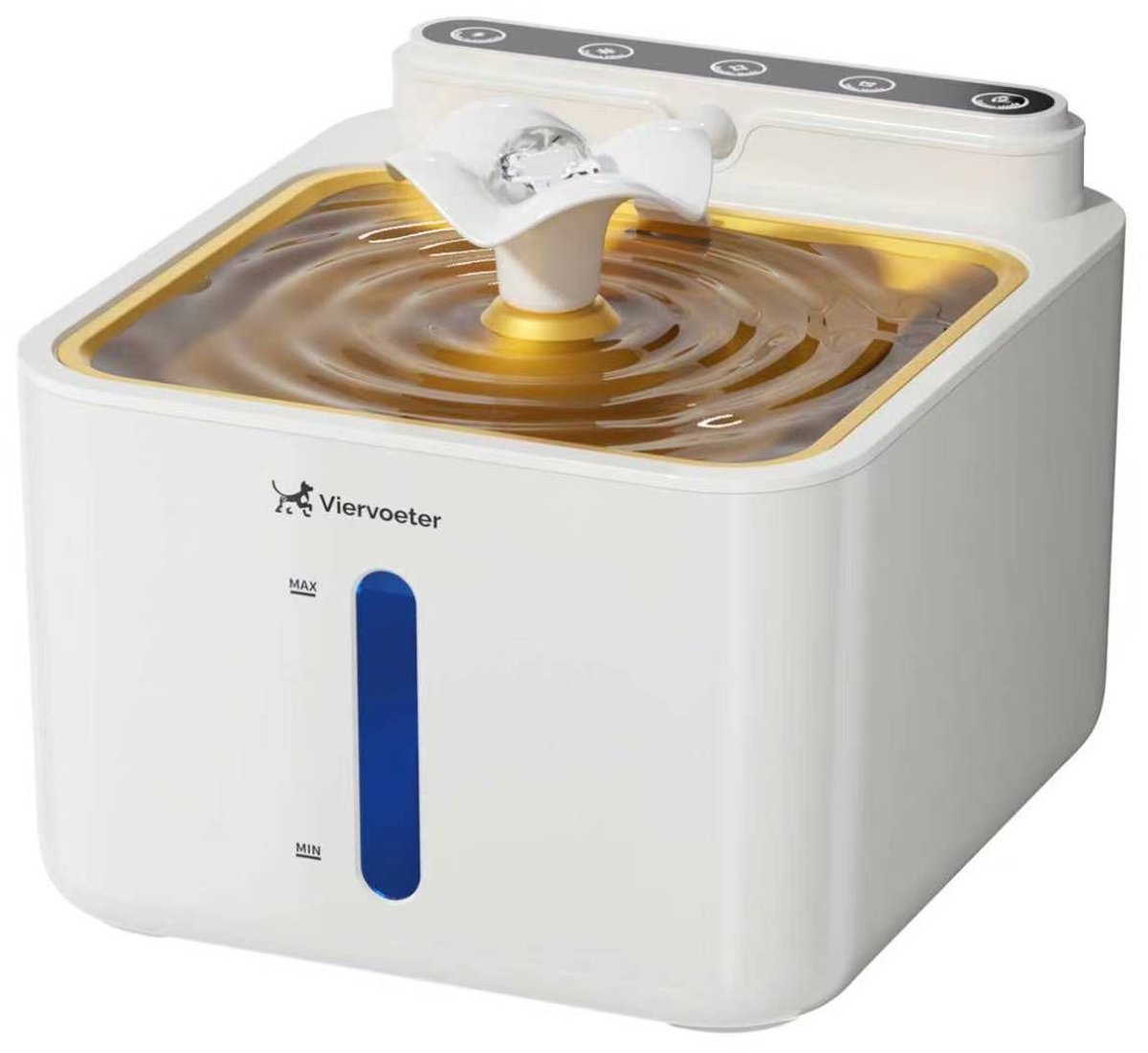 Viervoeter® Draadloze Drinkfontein RVS Wit - Sensor Waterfontein voor Kat en Hond - Inclusief 3 filters - 3,2L - 30d batterijduur - Fluisterstil thumbnail 3