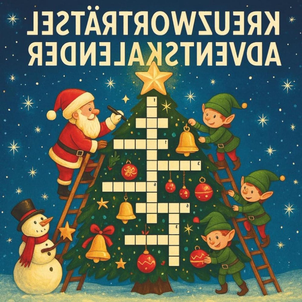 Adventskalender Kruiswoordpuzzels - Kerst Puzzel Kalender - Gezinsactiviteit - 48 Feestelijke Puzzels - 21.59 x 21.59 cm - Multicolor