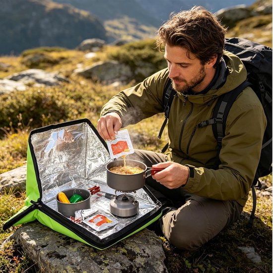 Opvouwbare Zonneoven - Zonne Kooktoestel - Outdoor Koken - Elektrisch Vrij Koken - 37L x 265B x 115H cm - Zwart — afbeelding 4