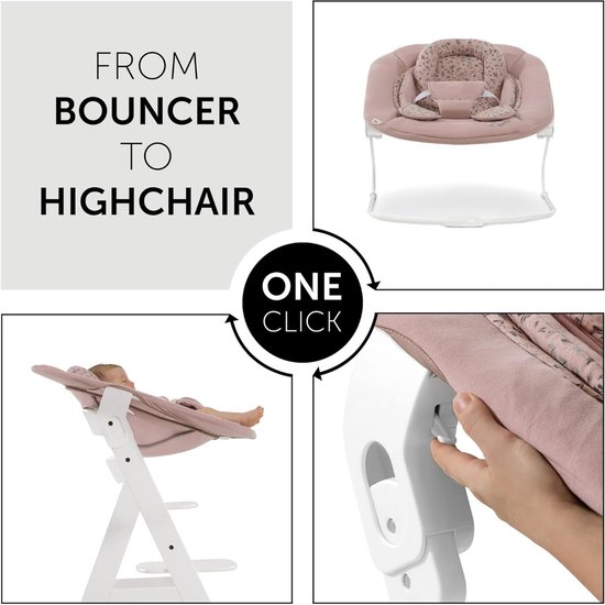 Hauck Alpha Bouncer 2 in 1 set voor pasgeboren baby's - wipstoeltje vanaf de geboorte - stoelverkleiner Bambi Rose - max 9kg gewicht van Hauck — afbeelding 3