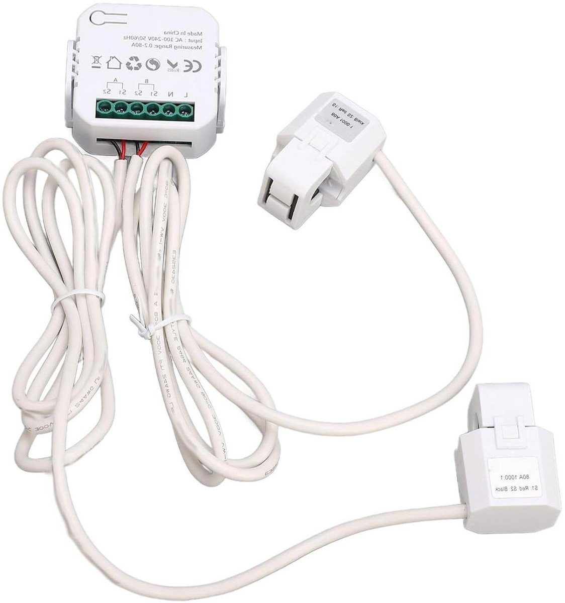 Slimme Energiemonitor - Energieverbruik Meter - Energieverbruik Analyseren - Realtime Monitoring - AC100-240V - Wit