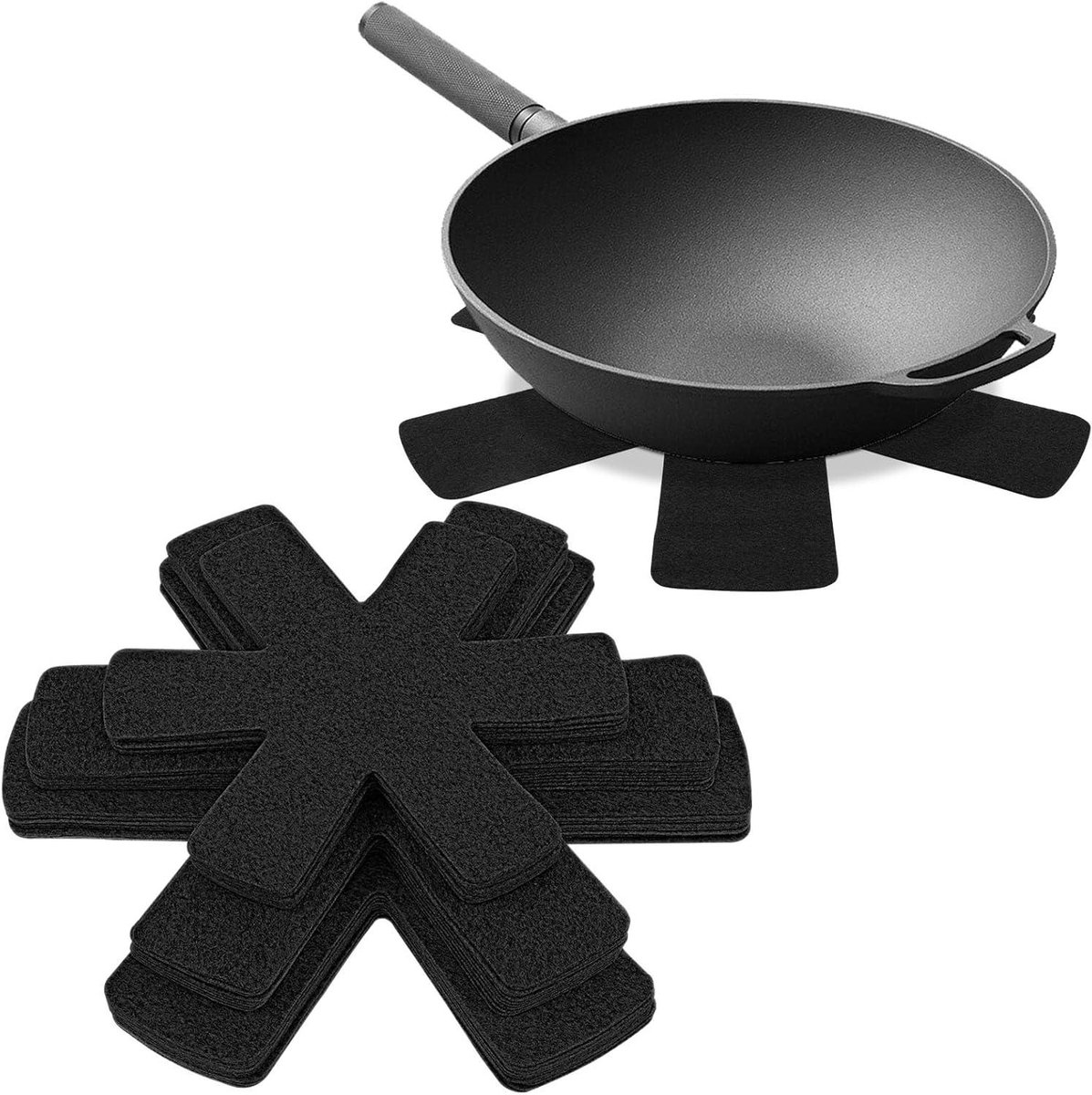 Panbeschermers - Stapelbeschermers - Kookgerei Beschermen - Antislip Vilt - 30 Stuks - Zwart